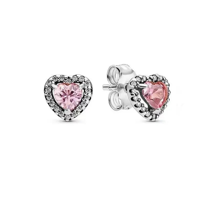 New 925 Silver Earring Shaped Circle Pearls Drop Earring Sparkling Bow Stud Earrings PandKK Original For Women Gift Fine Jewelry