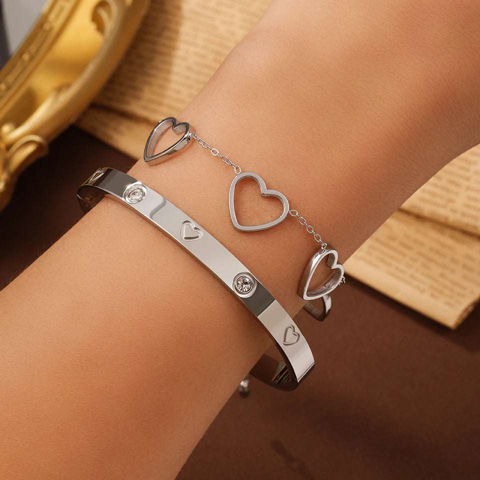 Lucky Clover Three Piece Bracelet & Bangle Set