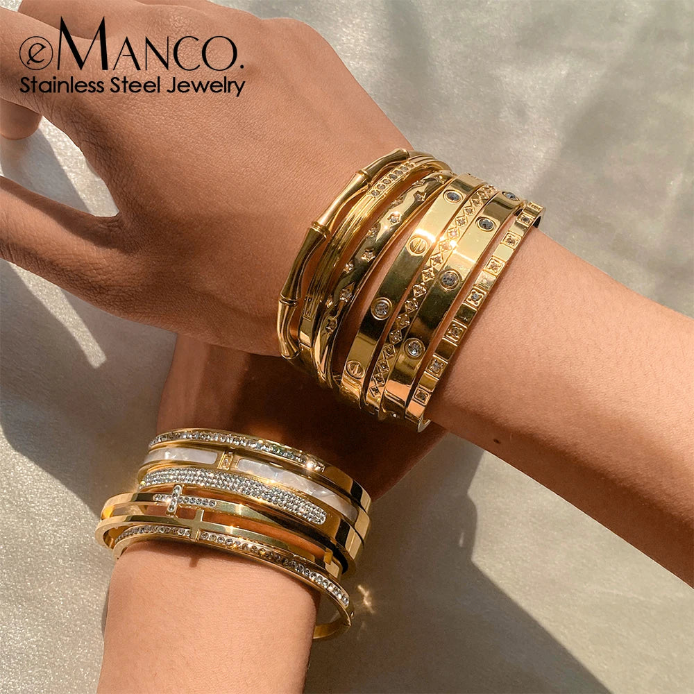 Stainless Steel Shiny Rhinestone Bangle