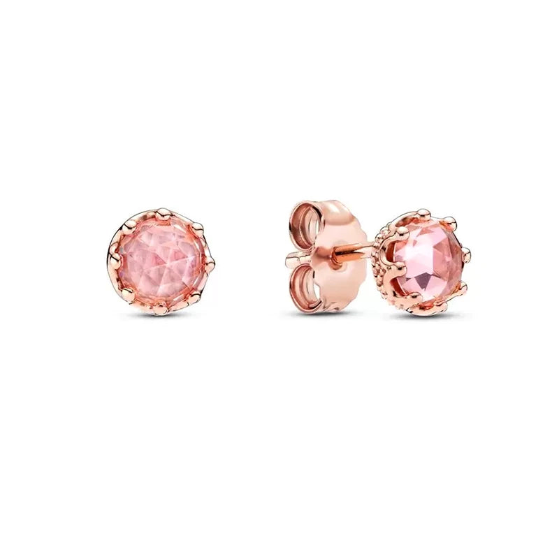 New 925 Silver Earring Shaped Circle Pearls Drop Earring Sparkling Bow Stud Earrings PandKK Original For Women Gift Fine Jewelry
