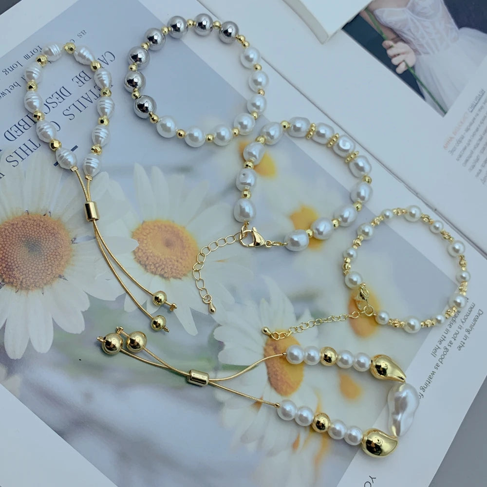 Exquisite luxury Irregular Imitation Pearl Chain Bracelet For Woman Trendy Jewelry Gift