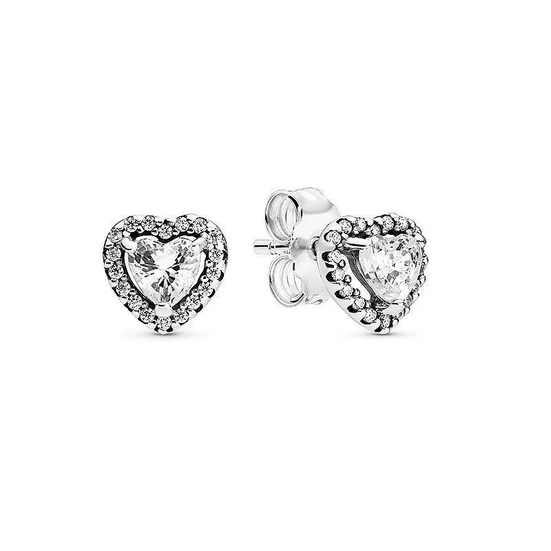 New 925 Silver Earring Shaped Circle Pearls Drop Earring Sparkling Bow Stud Earrings PandKK Original For Women Gift Fine Jewelry