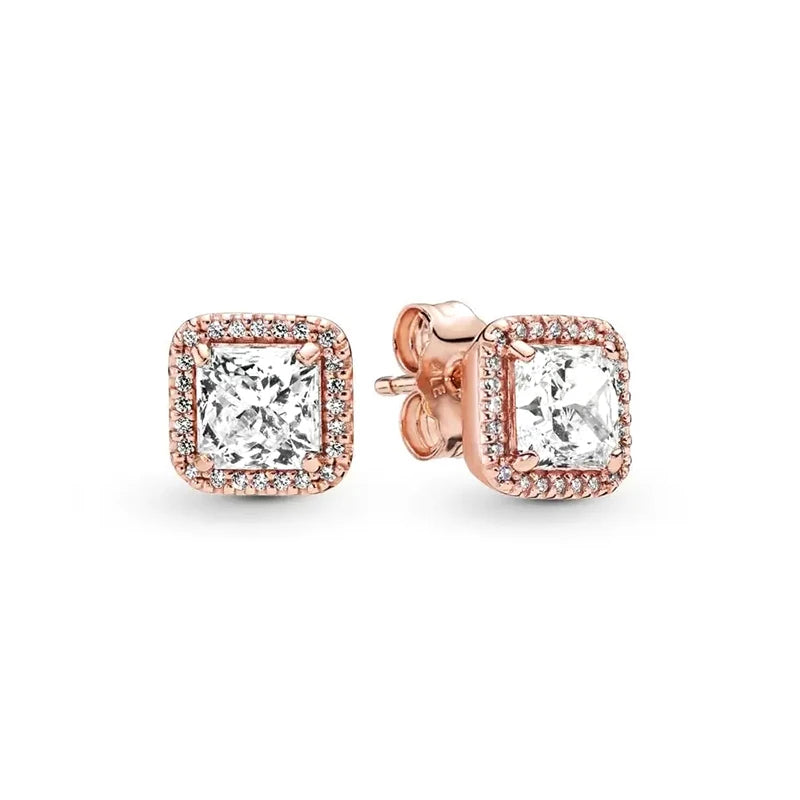 New 925 Silver Earring Shaped Circle Pearls Drop Earring Sparkling Bow Stud Earrings PandKK Original For Women Gift Fine Jewelry