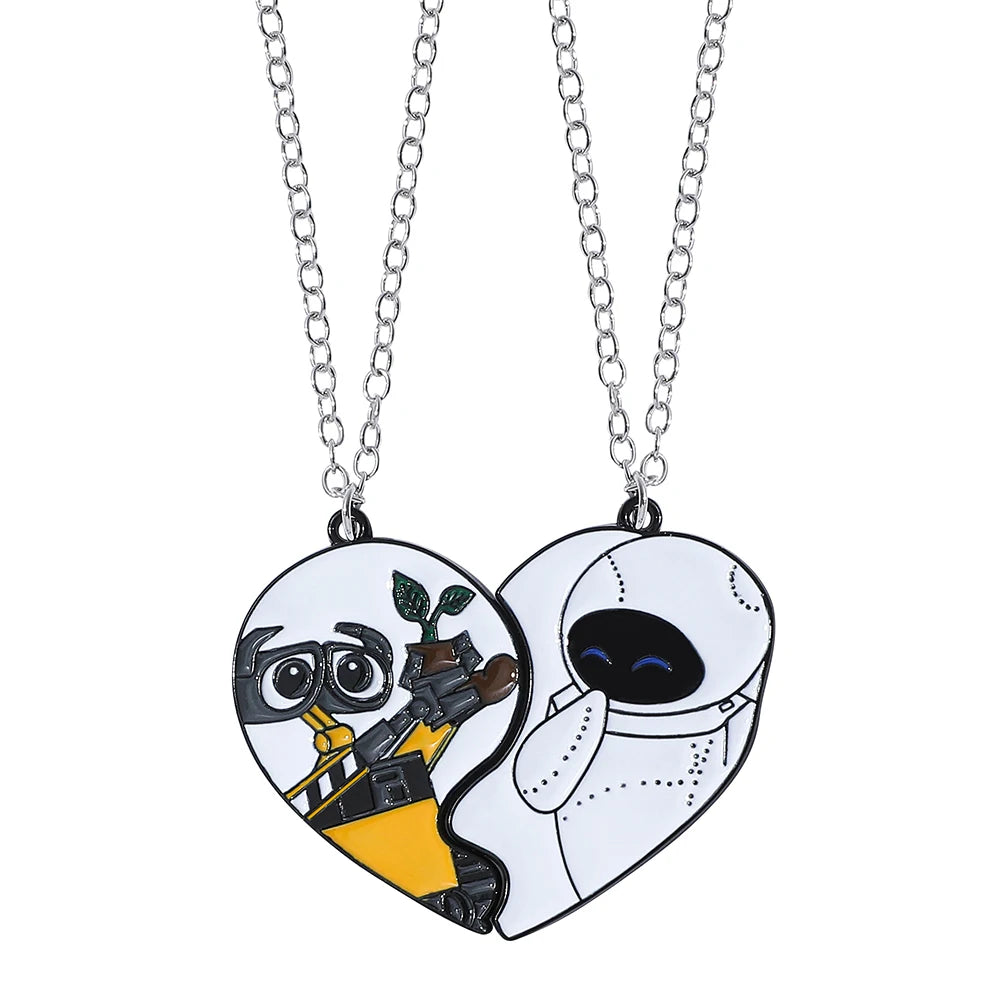 Disney-Stitch Heart Necklace for Couple, Gold and Silver Color, Angel and Stitch, Cute Style , Jewelry Pendant, Gift for Girl, 1