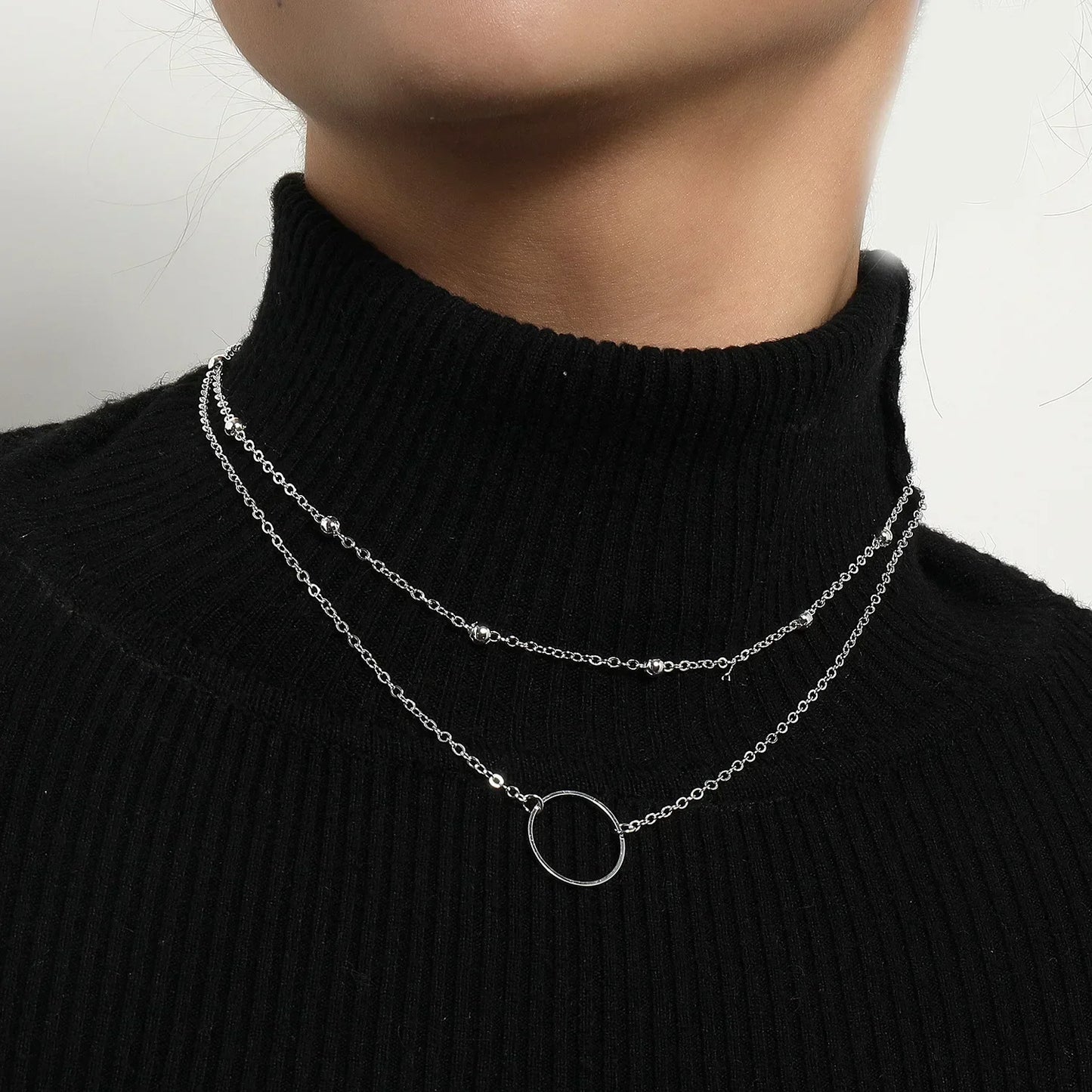 2025 New Women's Pearl Necklace Kpop Gold Color Beads Pendant Necklaces Goth Double Layer Chain Choker for Women Fashion Jewelry