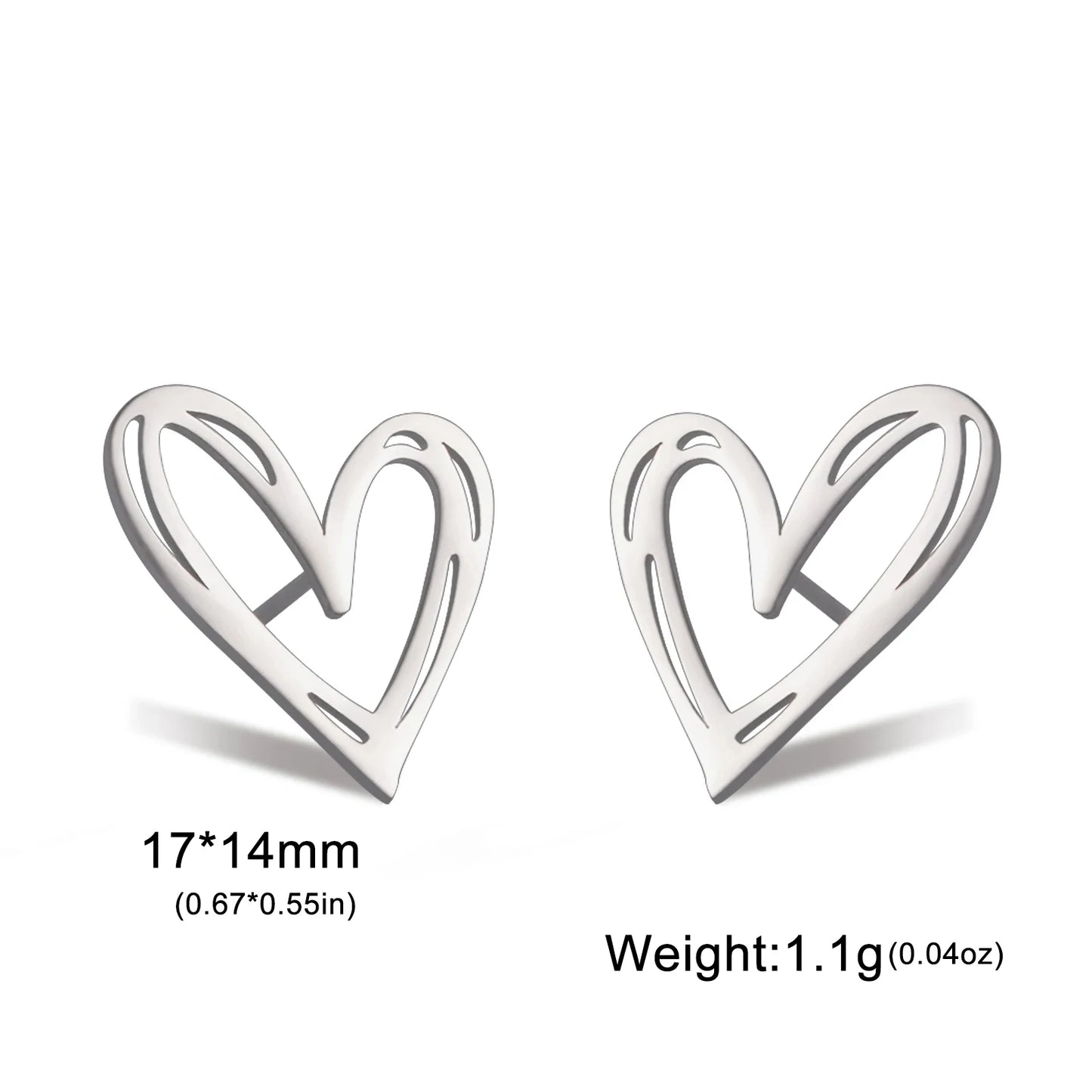 Lucktune Heart Stud Earrings Women Stainless Steel aros mujer Love Cutout Piercing Earrings Trend 2025 Kpop Jewelry Gift New