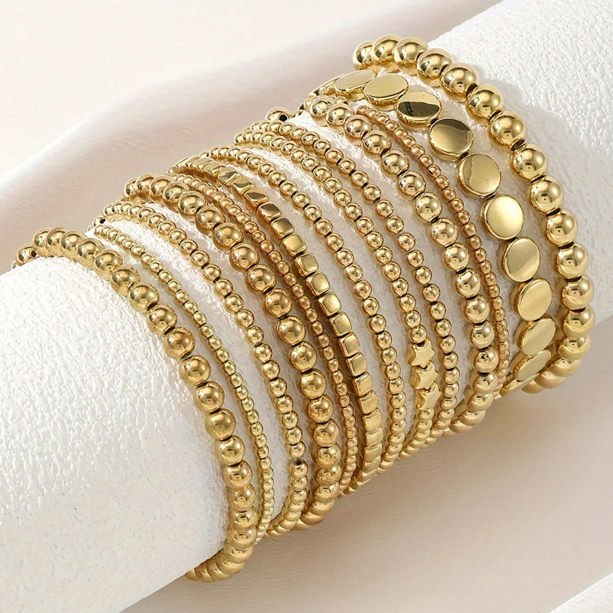 Vintage CCB Bead Beaded Bracelet Creative Flat Bead Star Bead Bracelet Set for Women's Bohemian Daily Versatile Jewelry Gifts