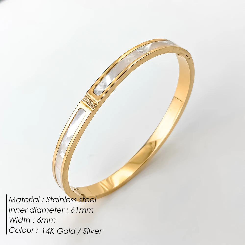 Stainless Steel Shiny Rhinestone Bangle
