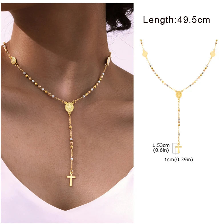 Beaded Long Chain Y Shape Necklace For Women, Minimalist Drop Bar Pendant Choker Necklaces, Clavicle Chain Jewelry