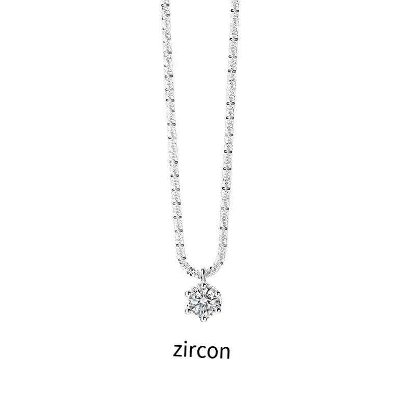 TEN CARATS 1-2CT Women's Necklace Super Sparkly D Color VVS1 Moissanite Pendant S925 sterling silver chain plated 18K white gold