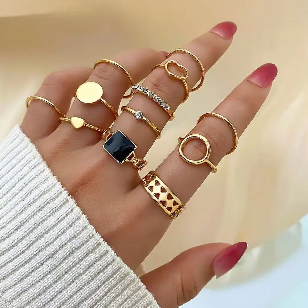 Geometric Pearl / Stone Ring Sets