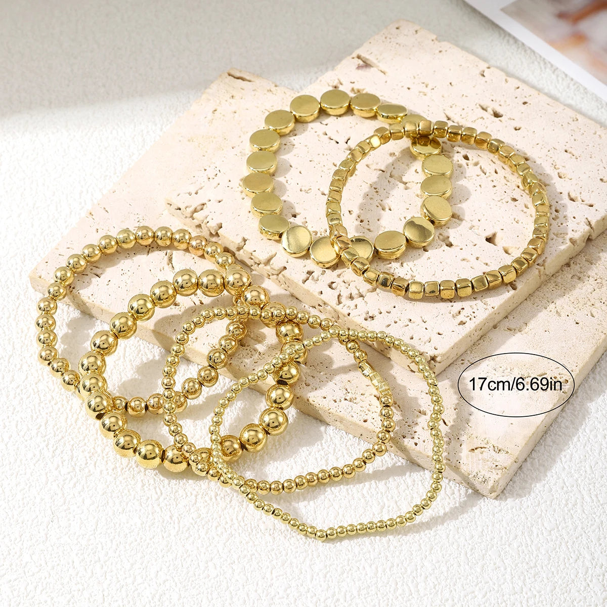 Vintage CCB Bead Beaded Bracelet Creative Flat Bead Star Bead Bracelet Set for Women's Bohemian Daily Versatile Jewelry Gifts