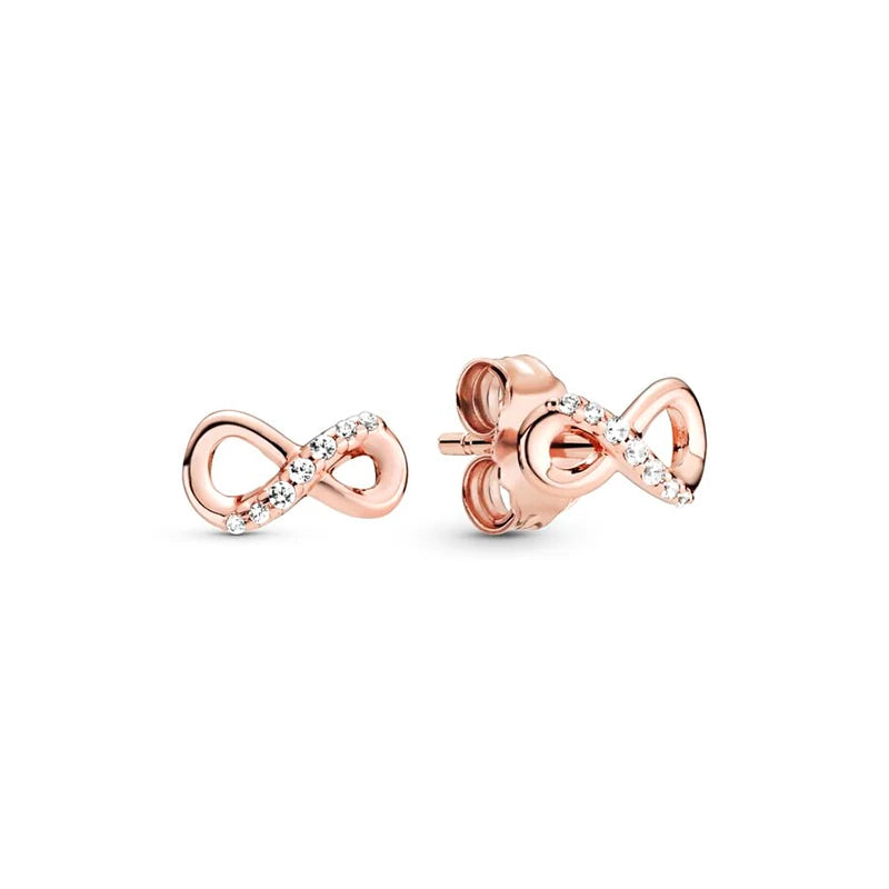 New 925 Silver Earring Shaped Circle Pearls Drop Earring Sparkling Bow Stud Earrings PandKK Original For Women Gift Fine Jewelry
