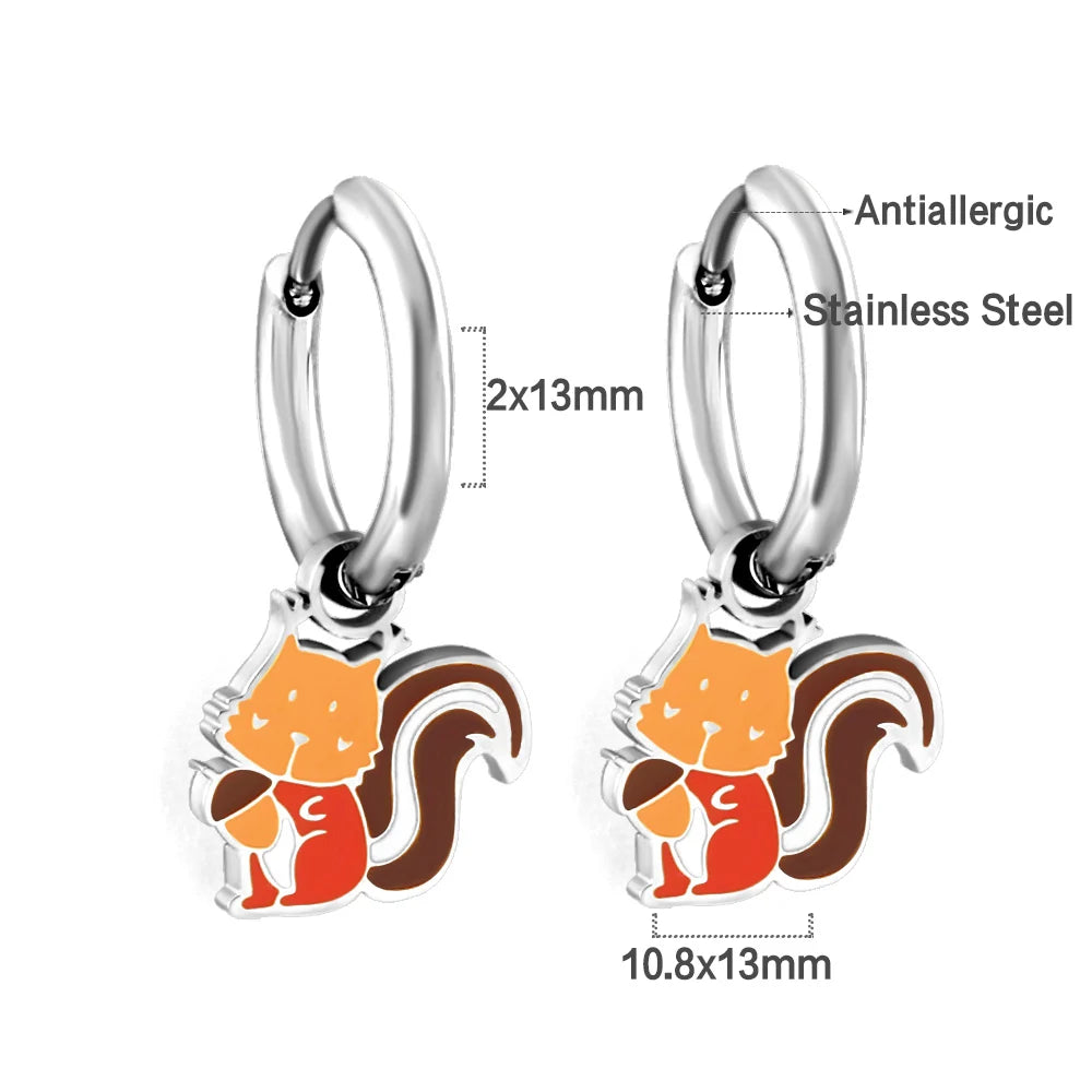 ASONSTEEL Kawaii Animal Panda Dinosaur Frog Elephant Hoop Earrings For Girl Women Stainless Steel Cute Cartoon Ear Jewelry Gifts