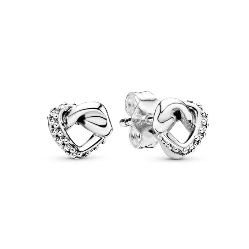 New 925 Silver Earring Shaped Circle Pearls Drop Earring Sparkling Bow Stud Earrings PandKK Original For Women Gift Fine Jewelry