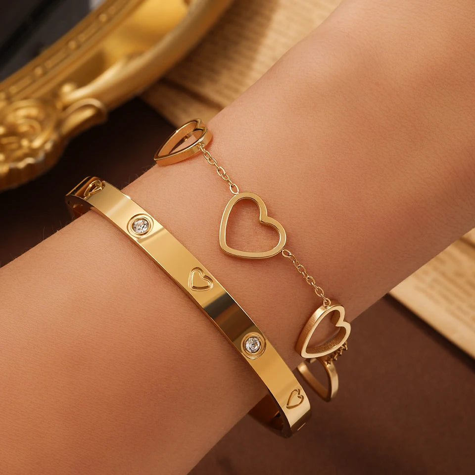 Lucky Clover Three Piece Bracelet & Bangle Set