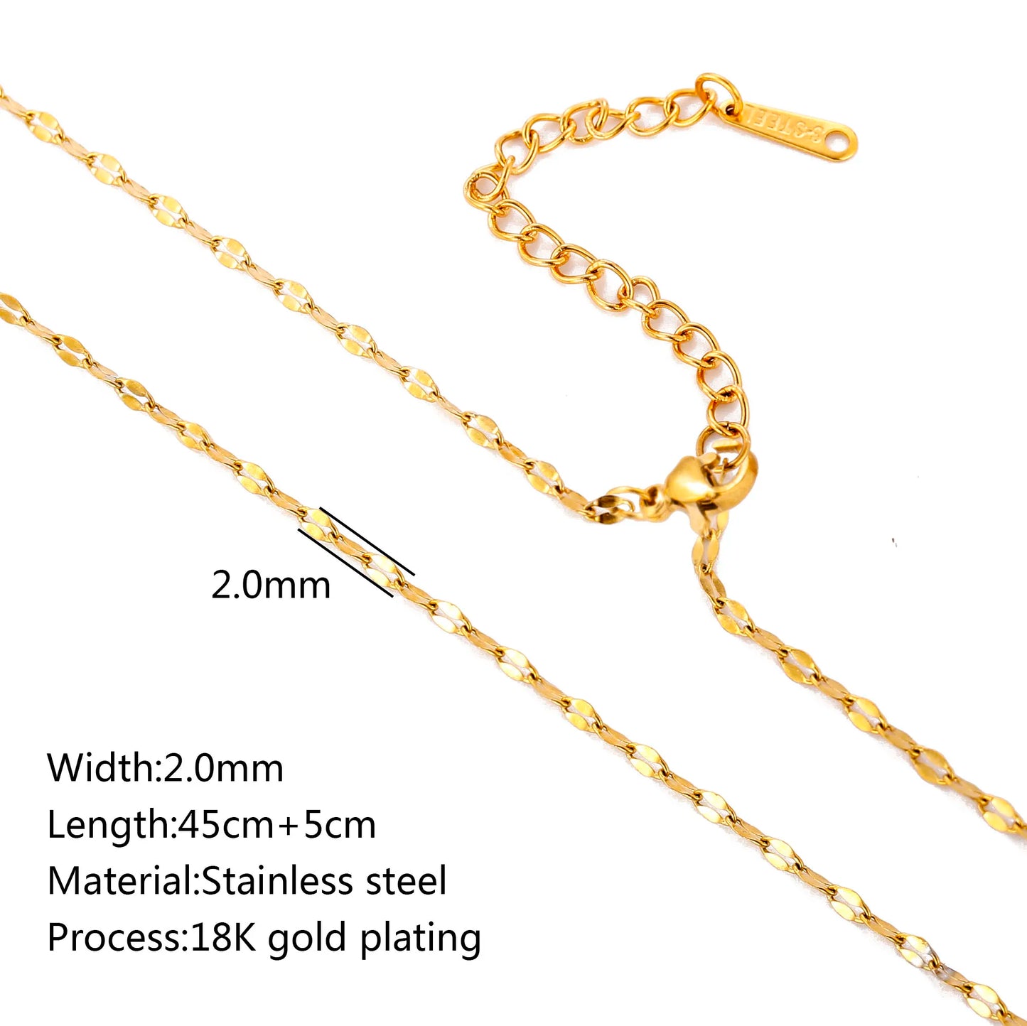 5pc 18K Gold Color PVD Plated Stainless Steel Cuba Cross O Ripple Twisted Chain Necklace Adjustable Chain DIY Necklace Wholesale