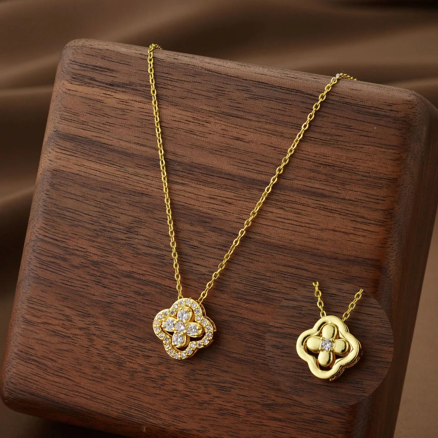 ZAKOL Lucky Four-leaf Clover CZ Necklace For Women's Dynamic Fashion Birthday Gift Clavicle Chain Versatile Fashion Accessories