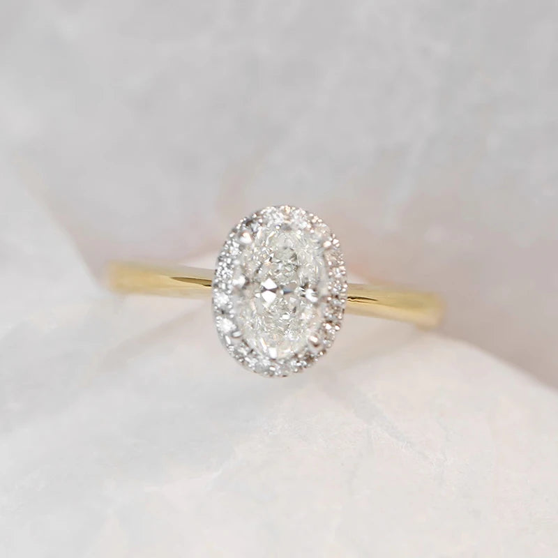 Oval Crystal Gold Band Ring