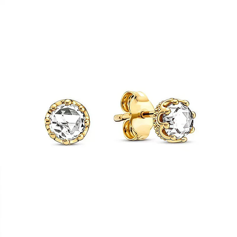 New 925 Silver Earring Shaped Circle Pearls Drop Earring Sparkling Bow Stud Earrings PandKK Original For Women Gift Fine Jewelry