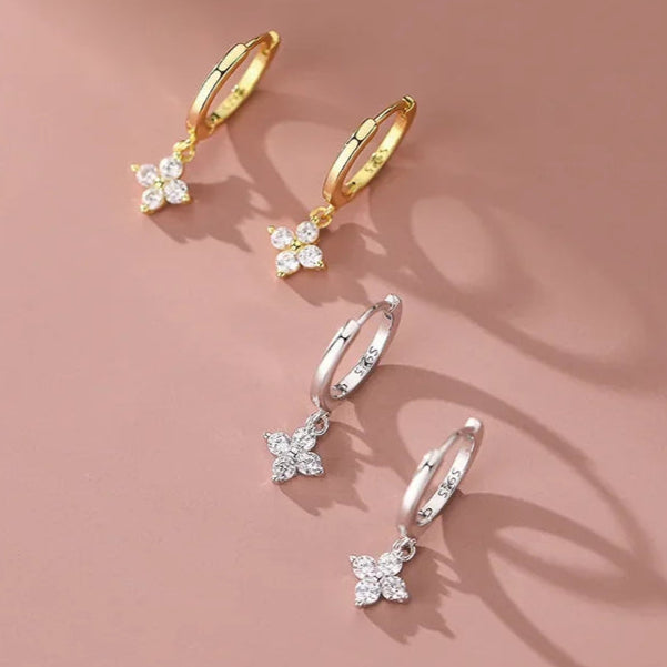 Sterling Silver Leaf Loop Earrings