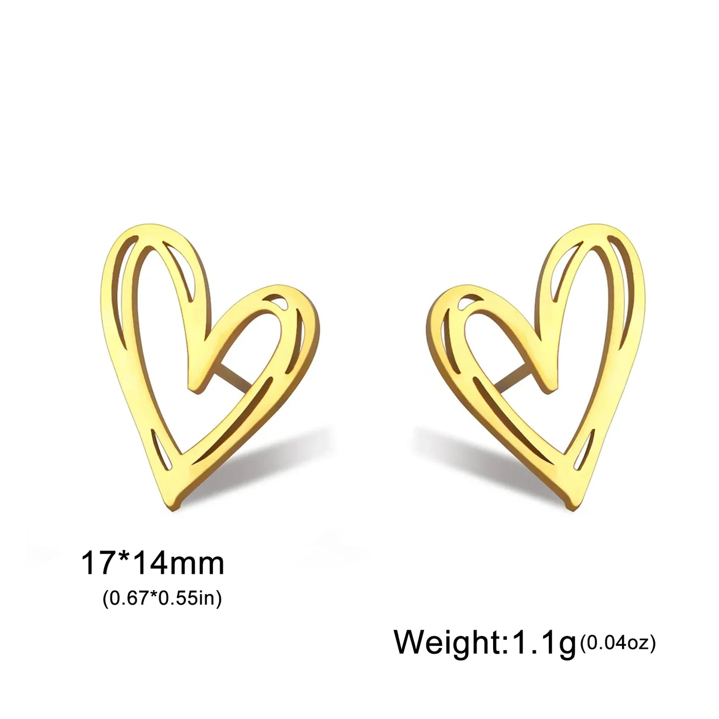 Lucktune Heart Stud Earrings Women Stainless Steel aros mujer Love Cutout Piercing Earrings Trend 2025 Kpop Jewelry Gift New