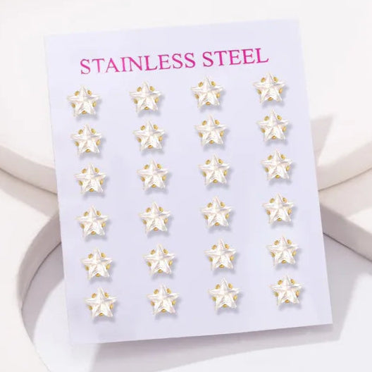 Gold Star Earrings Set