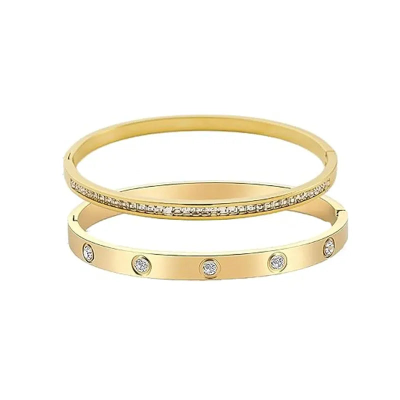 Gold Rhinestone Bracelets / Bangles
