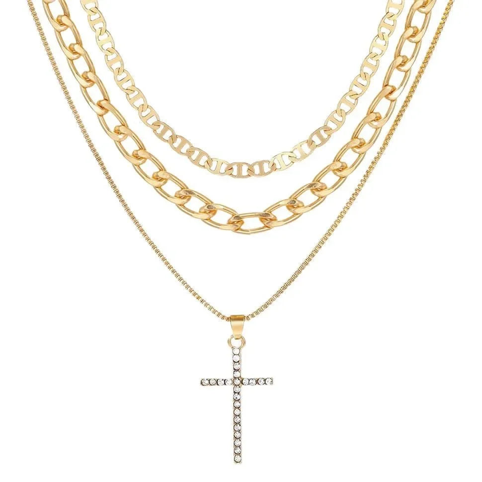 Cross Necklace for Women Stackable Stacked Stacking Layering Layered Necklaces Gold Necklace Cross Pendant Diamond Jewelry Gift