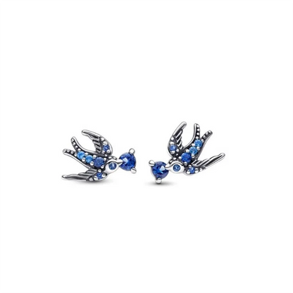 New 925 Silver Earring Shaped Circle Pearls Drop Earring Sparkling Bow Stud Earrings PandKK Original For Women Gift Fine Jewelry