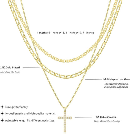 Cross Necklace for Women Stackable Stacked Stacking Layering Layered Necklaces Gold Necklace Cross Pendant Diamond Jewelry Gift