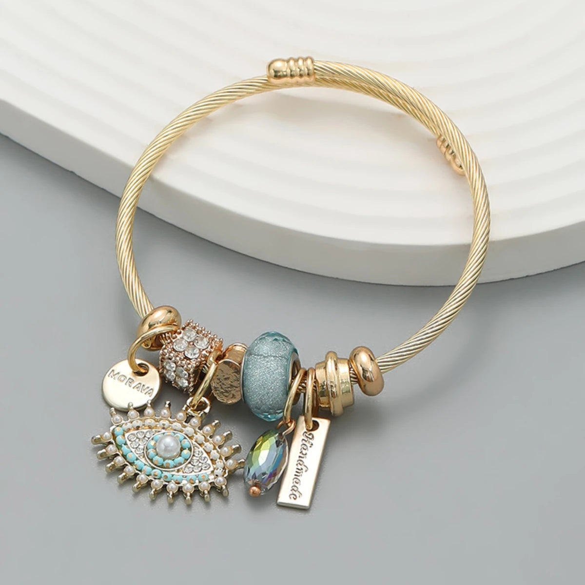 Stainless Steel Panjiadora Beaded Love Bracelet