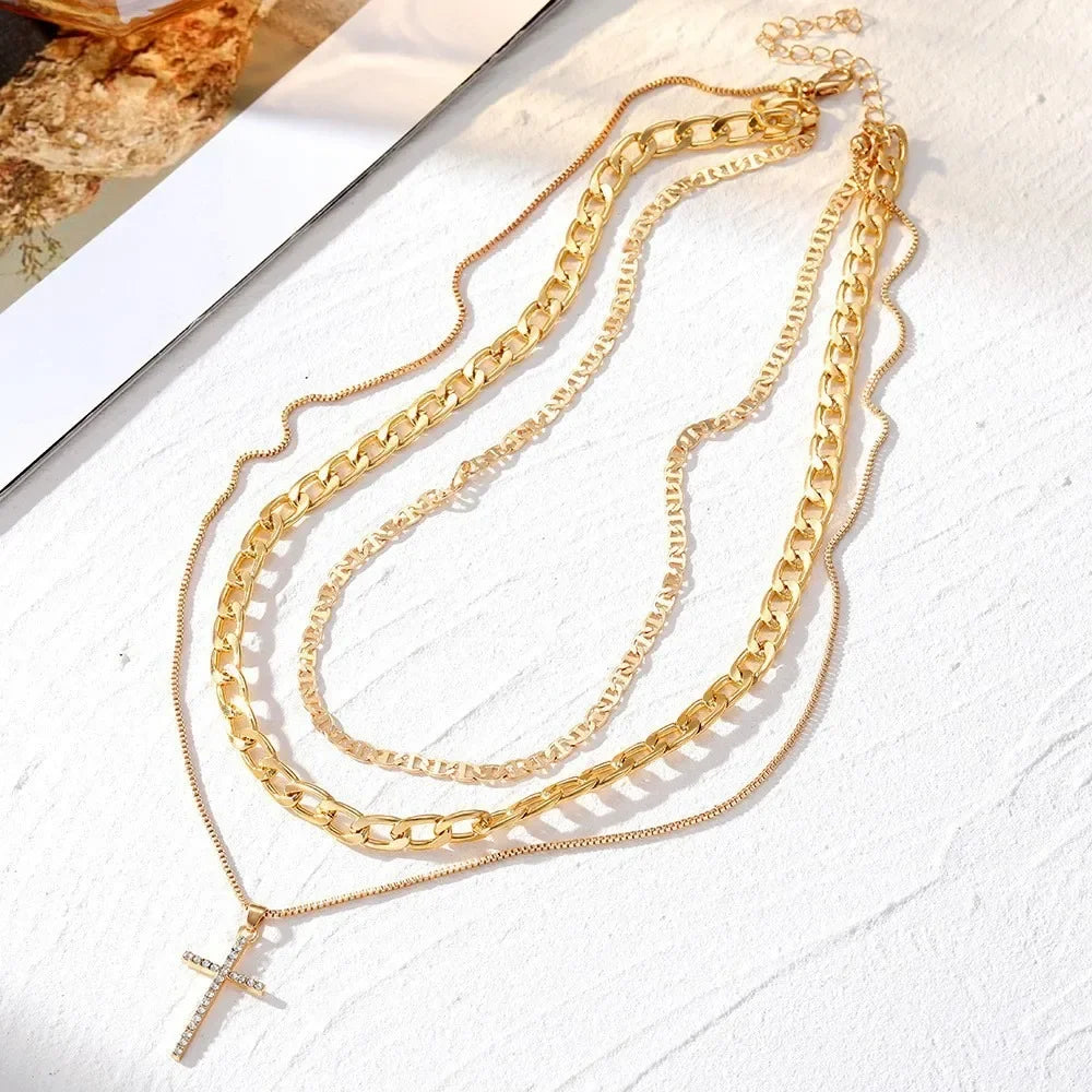 Cross Necklace for Women Stackable Stacked Stacking Layering Layered Necklaces Gold Necklace Cross Pendant Diamond Jewelry Gift