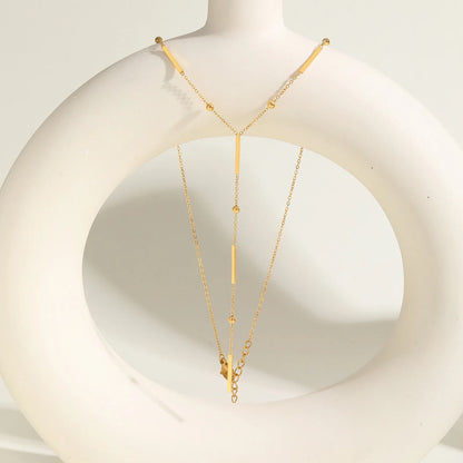 Beaded Long Chain Y Shape Necklace For Women, Minimalist Drop Bar Pendant Choker Necklaces, Clavicle Chain Jewelry