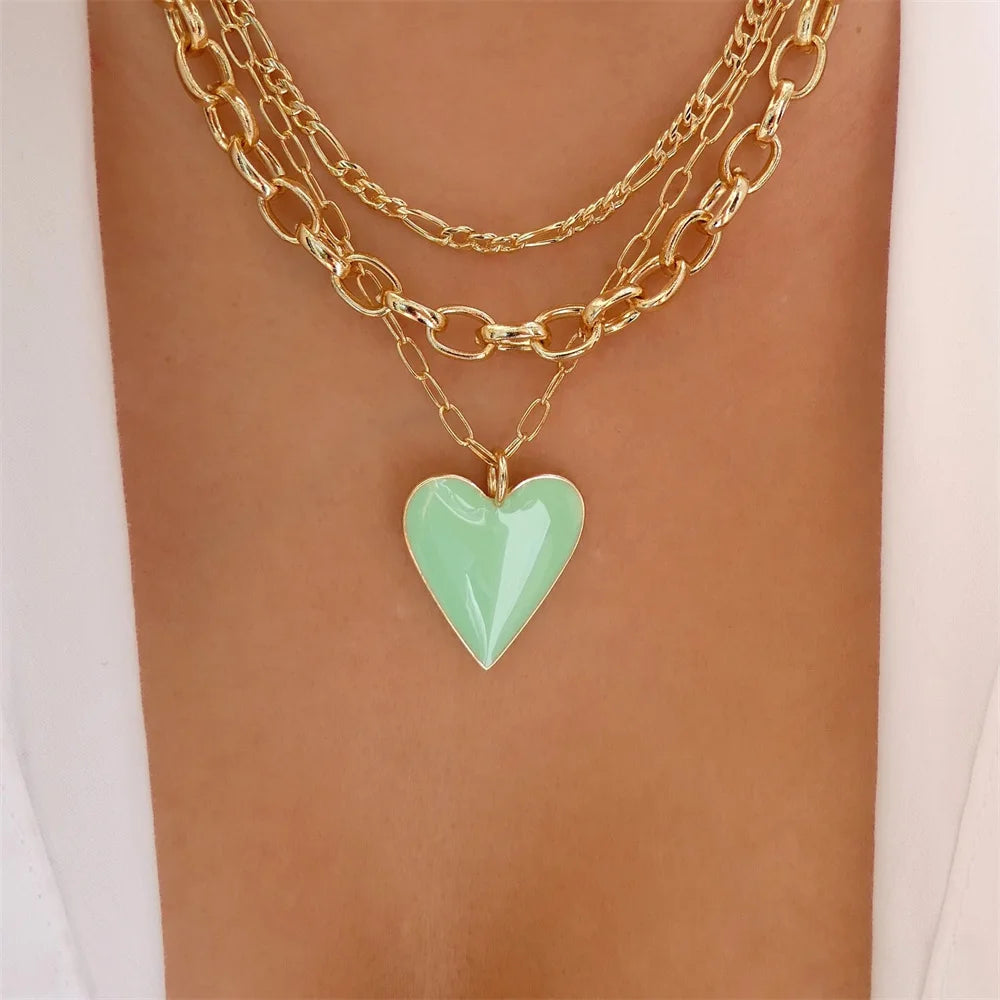 Red Heart Flower Necklace