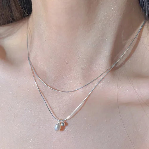 2025 New Women's Pearl Necklace Kpop Gold Color Beads Pendant Necklaces Goth Double Layer Chain Choker for Women Fashion Jewelry