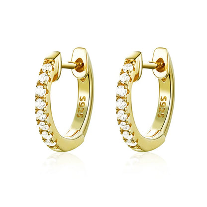 Gold Silver Color Plated Double Hole Link Chain Circle Hoop Earrings Zircon Star Lightning Eye Pendant Huggie Piercing Earring