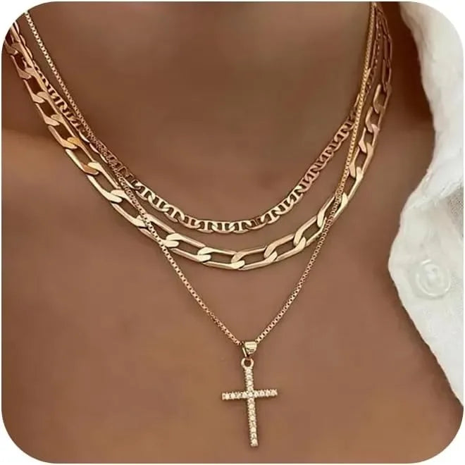 Cross Necklace for Women Stackable Stacked Stacking Layering Layered Necklaces Gold Necklace Cross Pendant Diamond Jewelry Gift