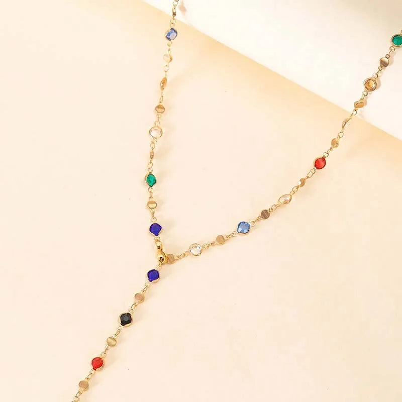 Colorful Crystal Tassel Necklace