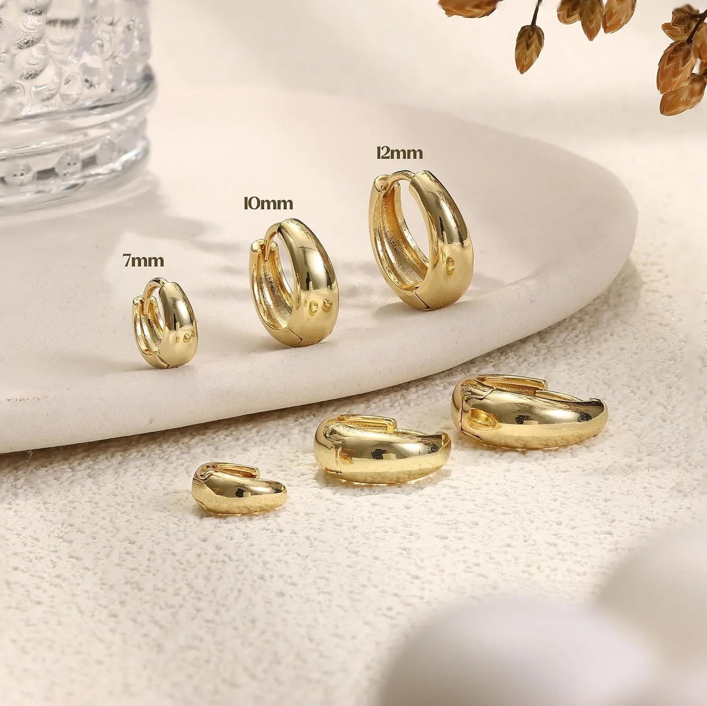 3Pairs Hoop Earrings Set for Women Gold Silver Plated Earring Hypoallergenic Small Huggie Hoops Lightweight Hoop Earrings Stack