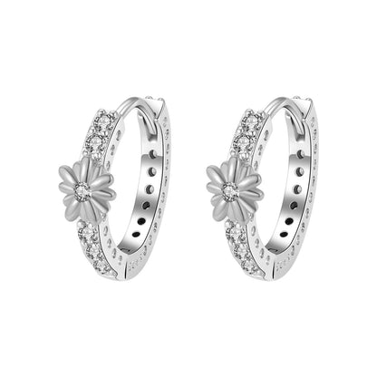 925 Silver Hoop Infinite Love Earrings Blue Flower White Stone Golden Round Heart Shape Pendant Earrings For Women DIY Jewelry