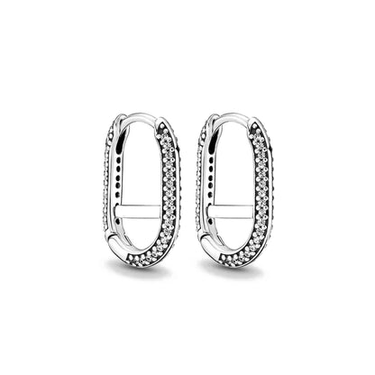 925 Silver Hoop Infinite Love Earrings Blue Flower White Stone Golden Round Heart Shape Pendant Earrings For Women DIY Jewelry