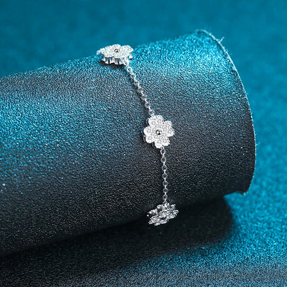 Silver Five-Flower, Four-Leaf Clover Chain