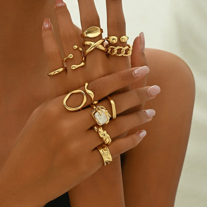 Geometric Pearl / Stone Ring Sets