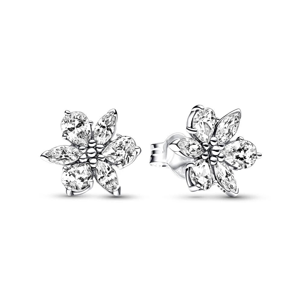 New 925 Silver Earring Shaped Circle Pearls Drop Earring Sparkling Bow Stud Earrings PandKK Original For Women Gift Fine Jewelry
