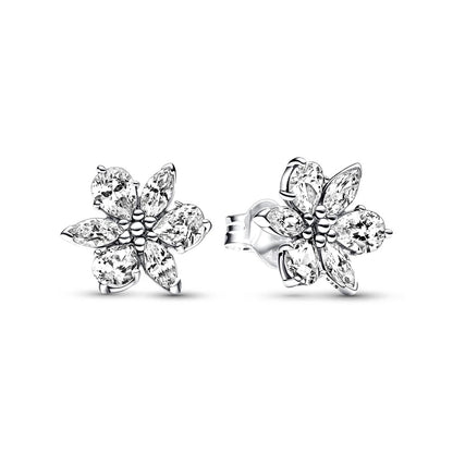 New 925 Silver Earring Shaped Circle Pearls Drop Earring Sparkling Bow Stud Earrings PandKK Original For Women Gift Fine Jewelry