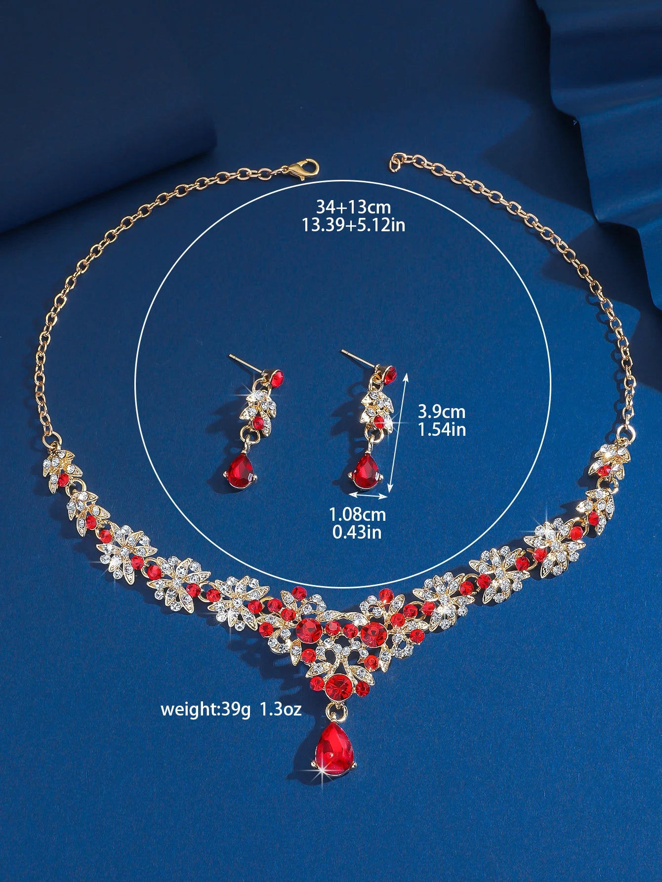 Ensemble de bijoux en cristal rouge goutte d'eau pour femme, collier et boucles d'oreilles de luxe, ensemble de 2 pièces, ensemble de bijoux de mariée, mariage, offre spéciale 2025