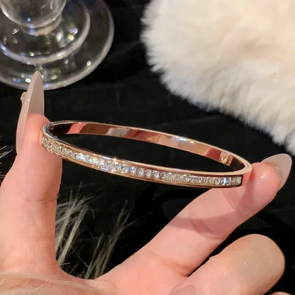 Zircon Titanium Rose Gold Bangles
