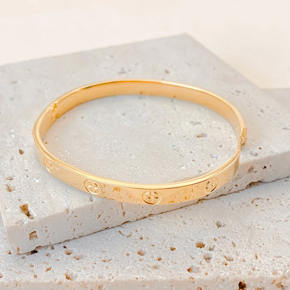 Stainless Steel Gold Plated Cuff Cross Bracelet Bangles