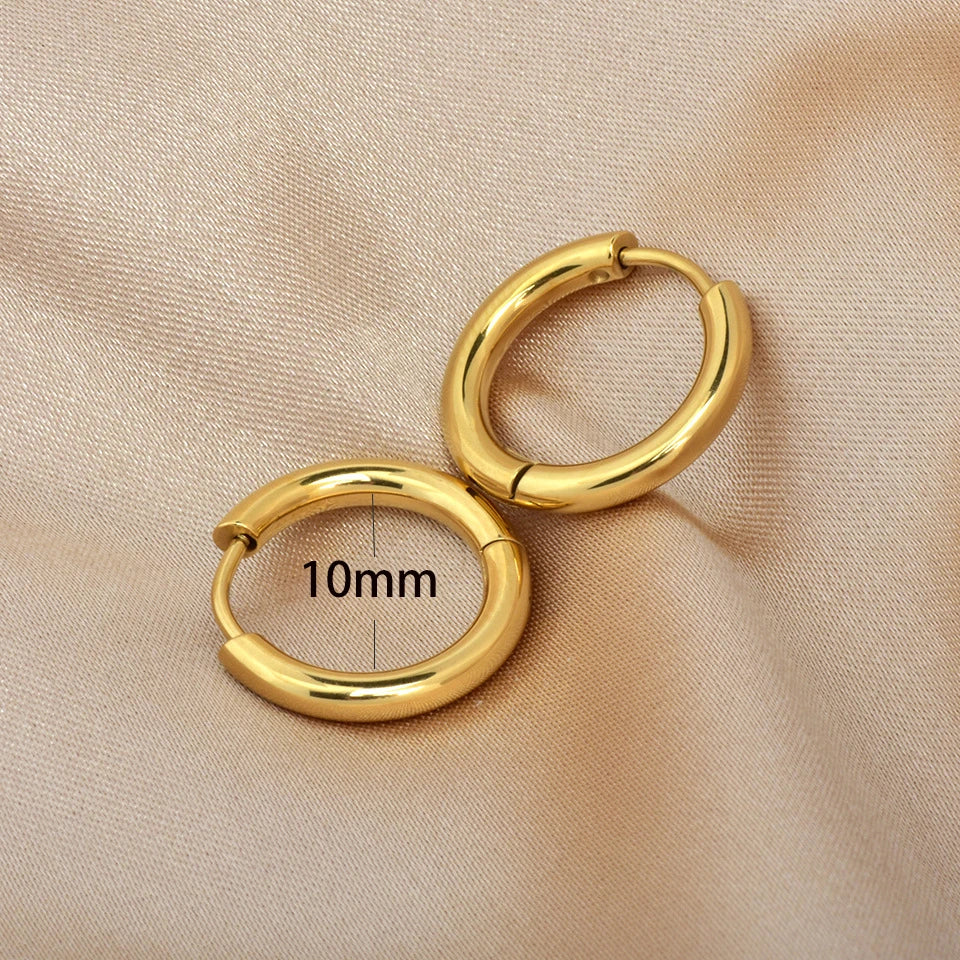 2PCS Tiny Stainless Steel Huggie Small Hoop Earrings For Women Round Circle Punk Unisex Rock Earring Cartilage Piercing Jewelry